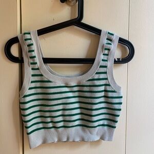 Twik Green and Cream Striped Top